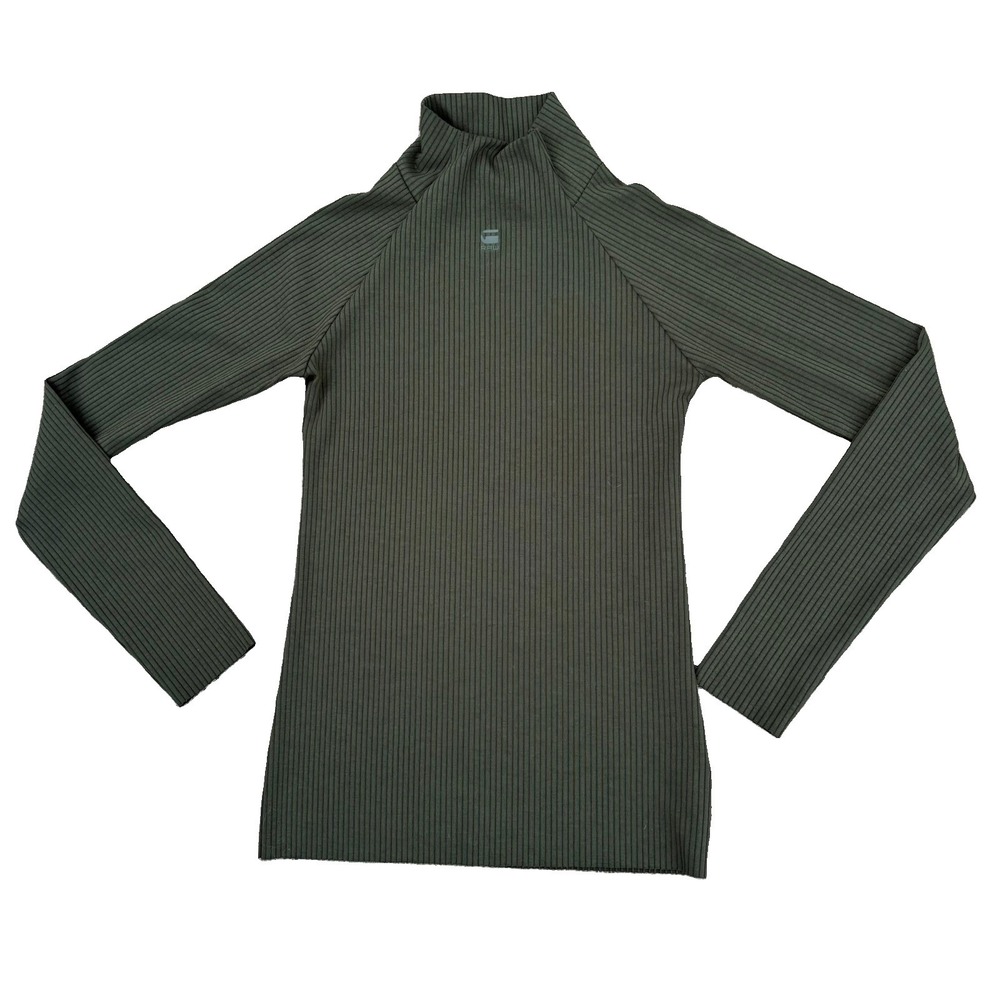 G-STAR RAW Slim Rib Mock Neck Long Sleeve green Size small